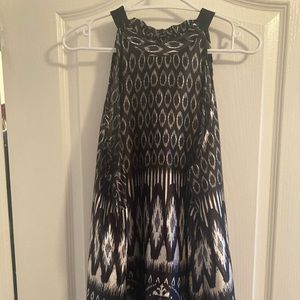 XL Round Collared Graphic Design Faux Silk Top